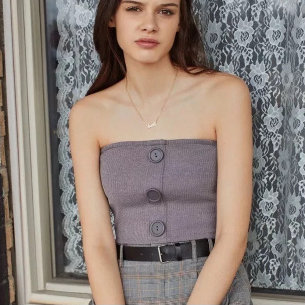 Urban Outfitters Gray Tube Top Medium - Picture 1 of 5